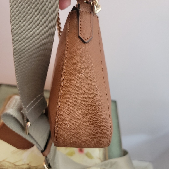 DKNY Brown Vegan Leather  Crossbody with Coin Purse with DKNY Guitar Strap - Picture 10 of 13